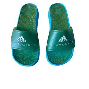 VTG Adidas Adissage Stella McCartney Slides Women's 5, Turquoise Blue Green RARE